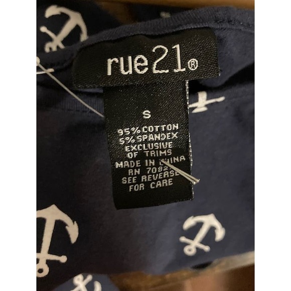 ANCHOR Dress - Rue 21 Navy Blue & White Anchor Pattern Dress With Bow - Small - Picture 8 of 8